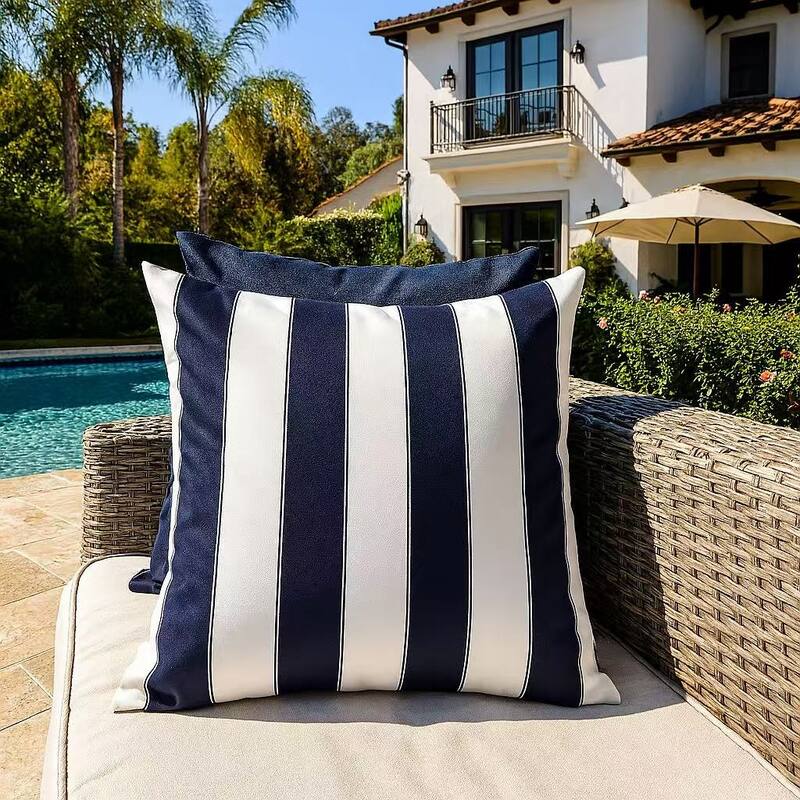 Striped Throw Pillow Indoor Outdoor Use Weather Resistant 20x20 Inches