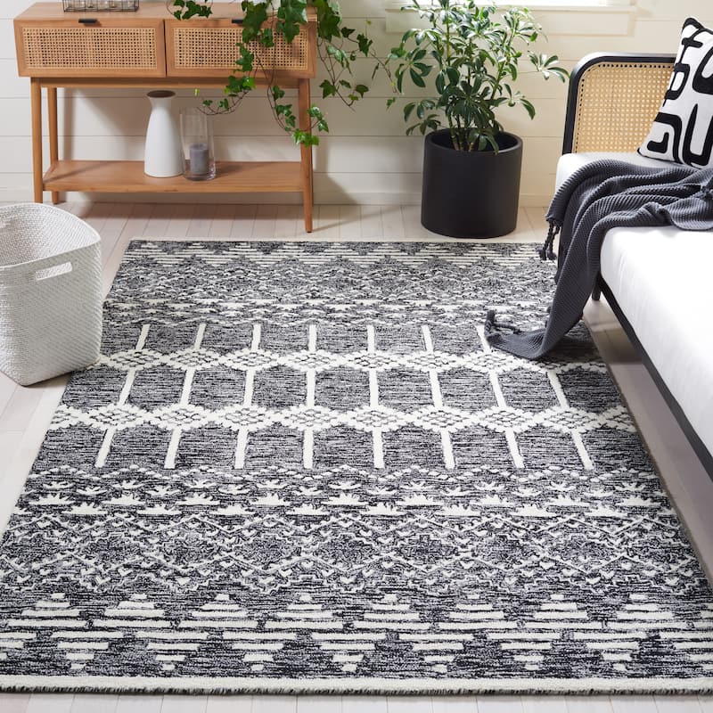 SAFAVIEH Handmade Metro Benilde Wool Rug - 5' x 8' - Black/Ivory