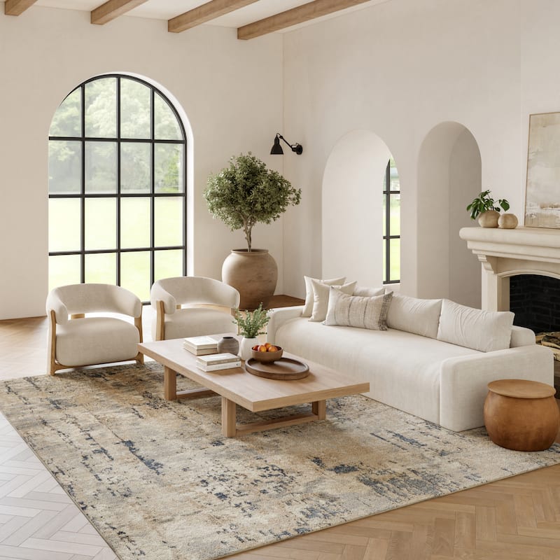 Nourison Concerto Modern Abstract Distressed Area Rug - 6'7" x 9'6" - Beige/Gray