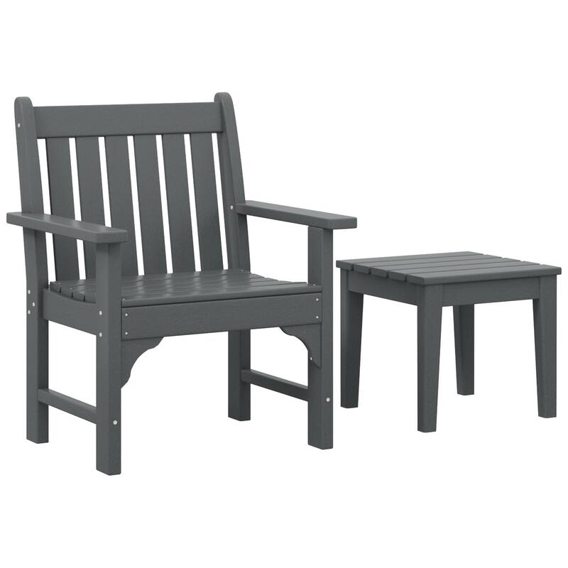Laguna Outdoor Patio Garden Arm Chair Set with Side Table - Gray