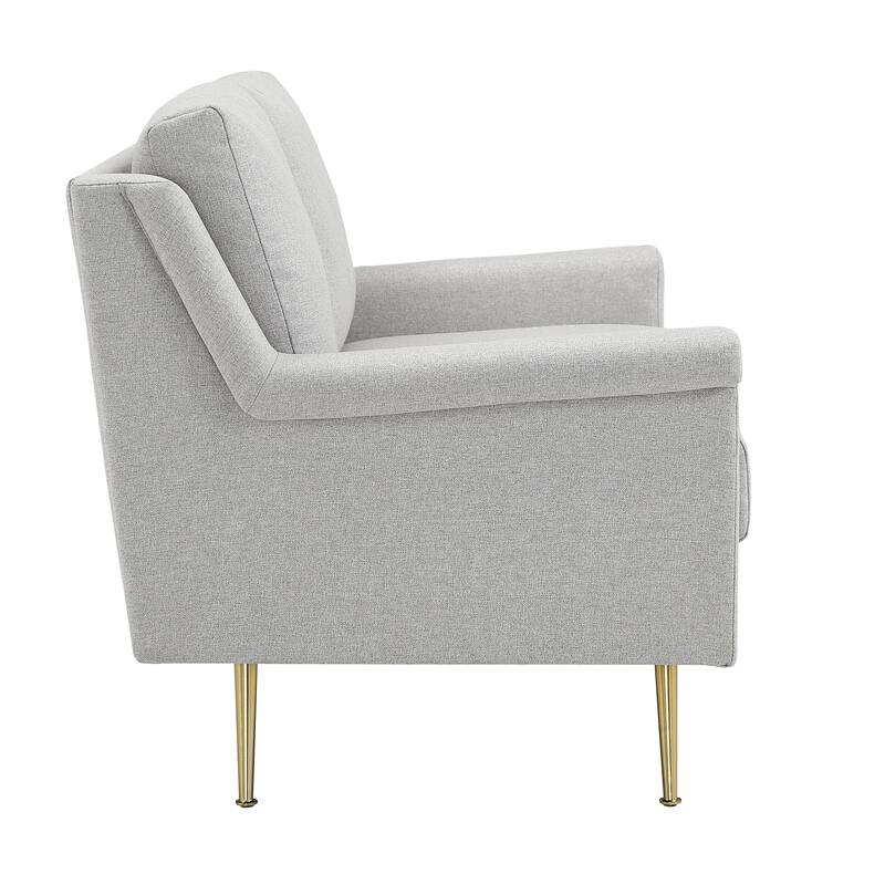Cade Grey Fabric Loveseat with Gold Metal Legs by iNSPIRE Q Modern