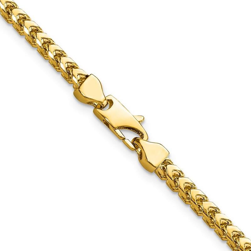 Curata 14k Yellow Gold Solid Polished Fancy Lobster Closure 3mm Franco Chain Bracelet 8 Inch