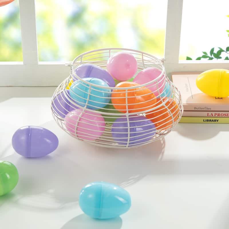 Glitzhome 60/90 Pack Easter Plastic Fillable Eggs in 6 Colors Hanging Decoration - 3" - 60PCS