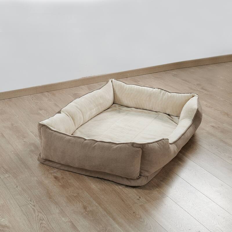 Soft Plush Bolstered Rectangle Dog Bed