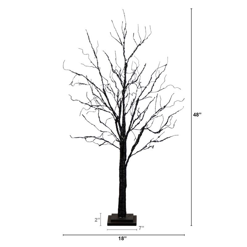 Pre-Lit Black Twig Artificial Halloween Tree - 4' - Multicolor LED Lights