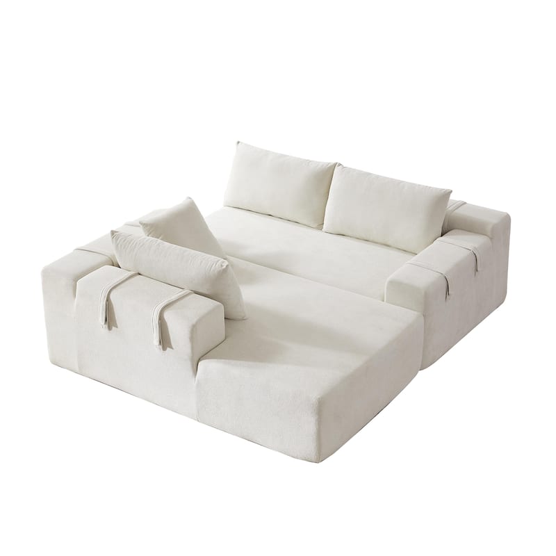 L Shaped Modular Sectional Sofa with Chaise Lounge, Oversized Chenille Upholstered Sofa, Deep Seat Sofa with 6 Pillows