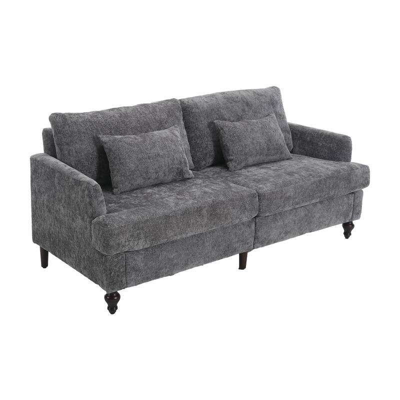 Chenille Fabric Loveseat Sofa, 2-Seater Sofa Couch with Extra Deep Seats, Upholstered Lounge Sofa with Wood Legs