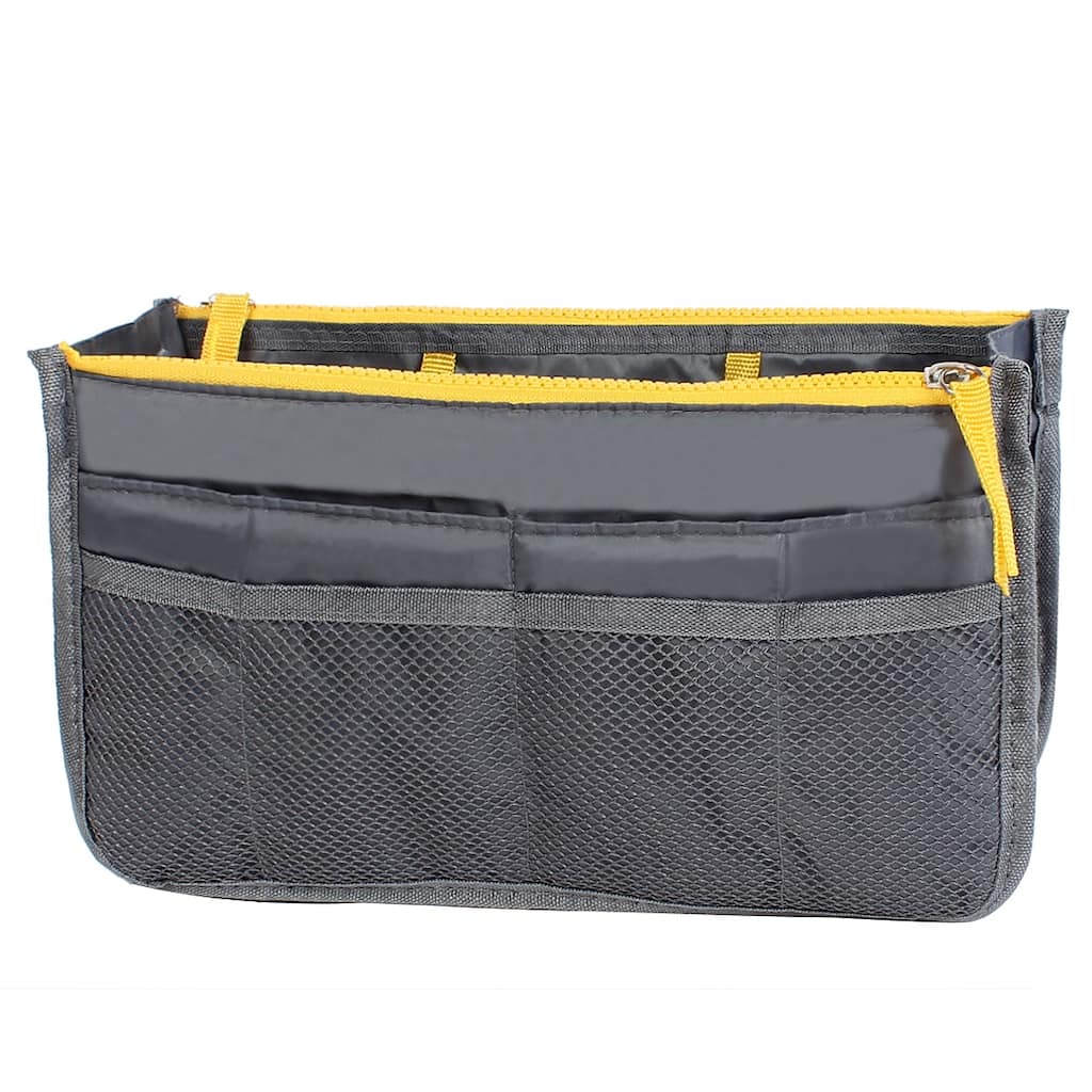 Cosmetic Makeup Storage Handbag Tote Insert Purse Organizer Pouch Bag - Gray