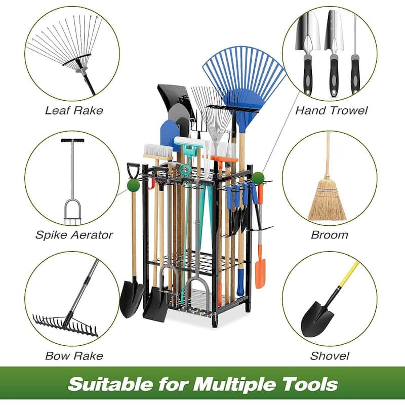 Sttoraboks Tool Organizer, 50-Tool Yard Rack for Garage Storage Hooks, Heavy-Duty Steel, Shed, Outdoor, Home, Black