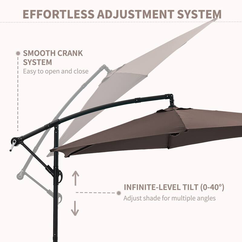 Ainfox 10 ft Cantilever Offset Outdoor Patio Umbrella with Base Stand Rotate and Tilt