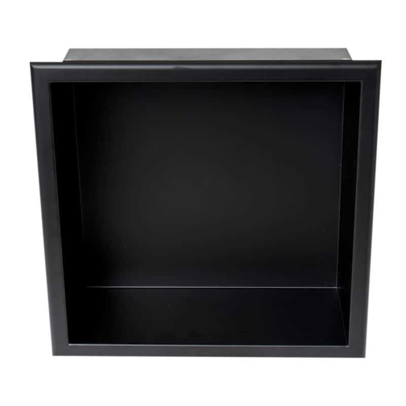 ALFI brand 12" x 12" Black Matte Stainless Steel Square Single Shelf Bath Shower Niche