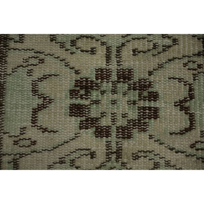 Hand Knotted Oriental 100% Wool Carpet Transitional Floral Green Anatolian Area Rug - 9' 4'' X 5' 2''
