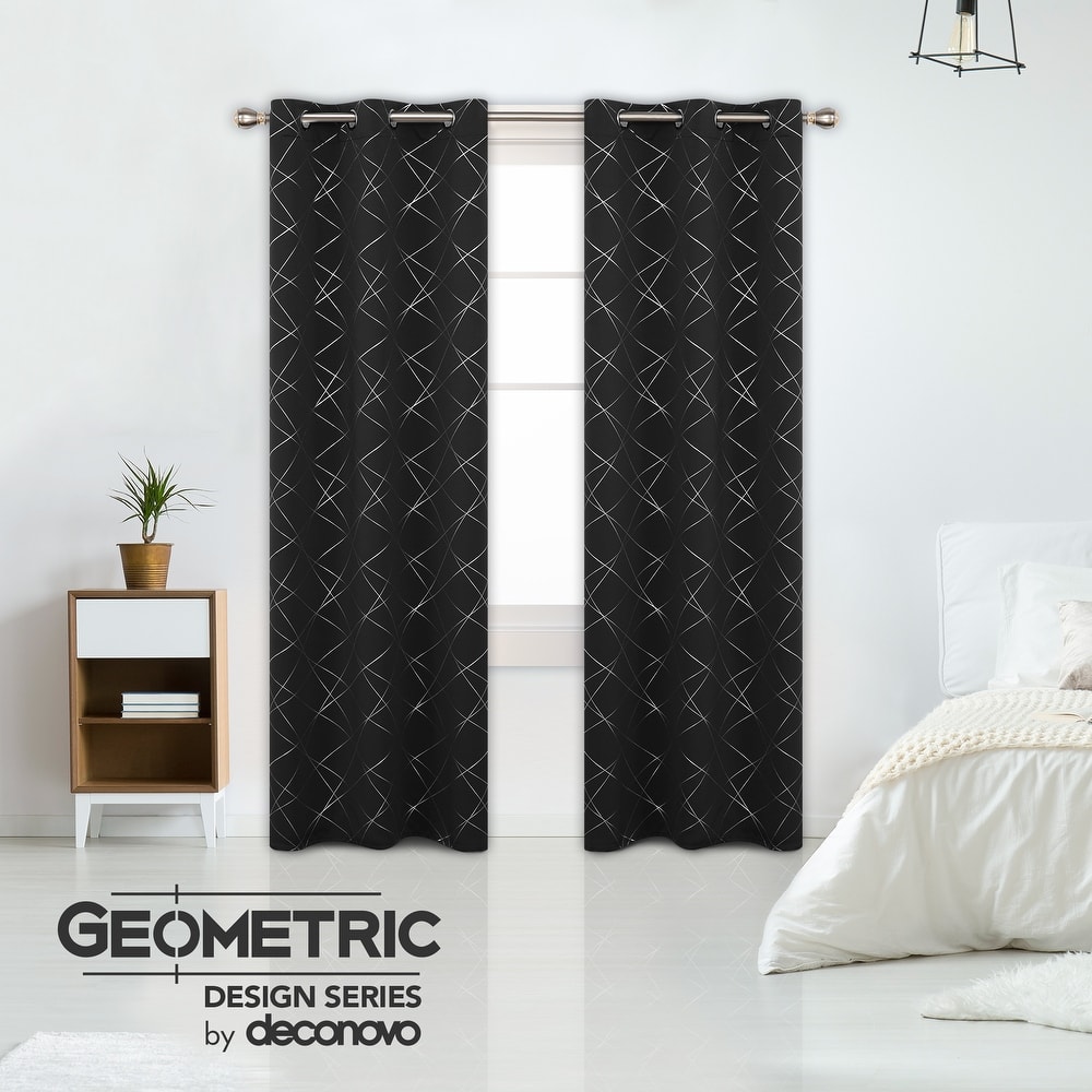 Deconovo Silver 42 Inch Geometric Curtain Panel Pair(2 Panel)