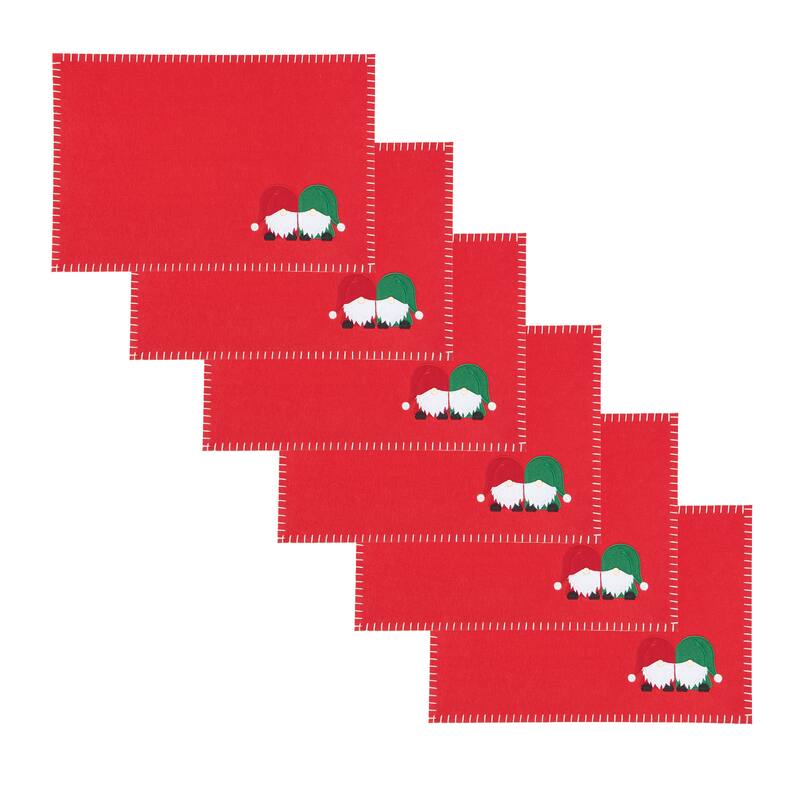 Naughty Or Nice Gnome Felt Placemat Set of 6
