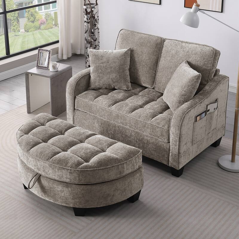 Sofa Comes with Two Small Throw Pillows, Suitable for Living Room and Bedroom