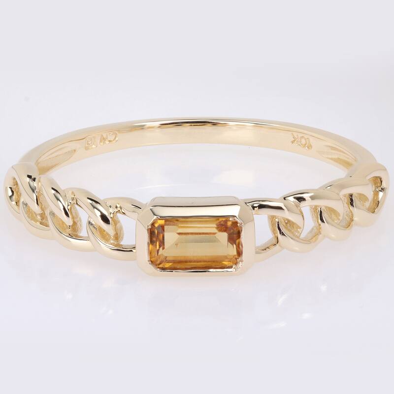 Miadora 10k Yellow Gold Citrine Stackable Link Ring