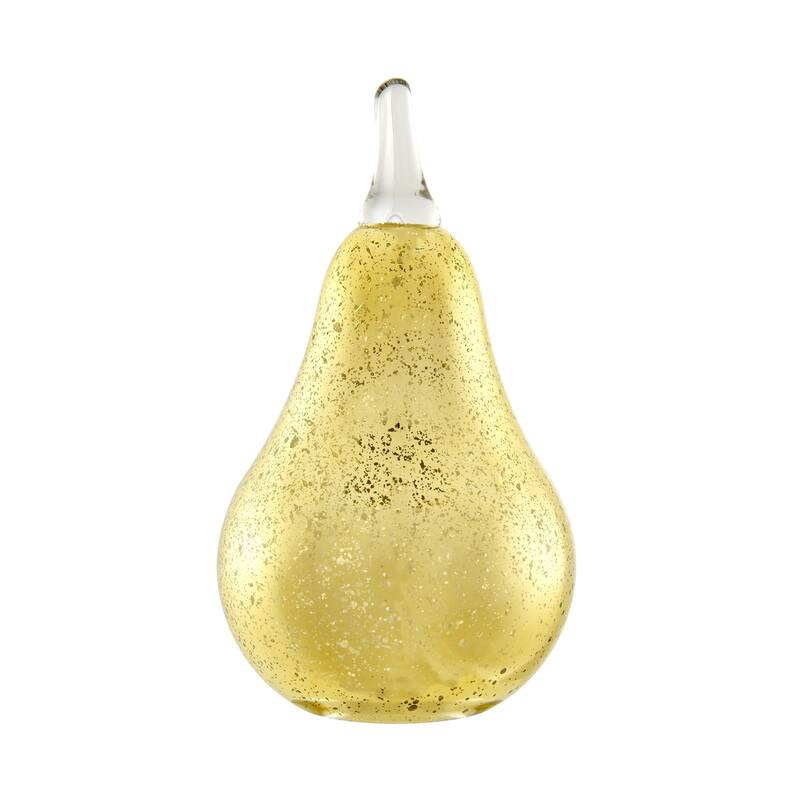Textured Glass Pear Sculpture Figure - 7.75" - Gold and Clear