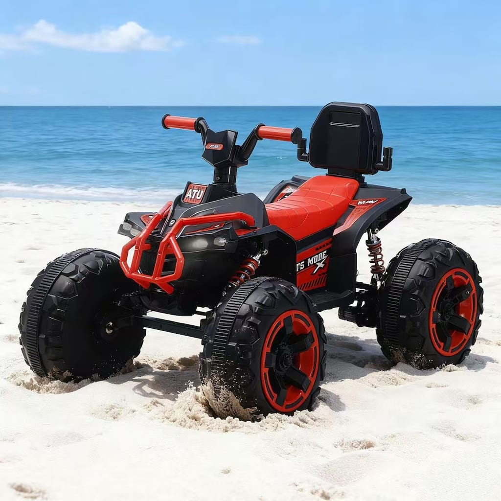 Ride On Toy Car Red 12V Electric ATV Car, 4 Wheeler Electric Toy Car Off-Road Toy Car with Bluetooth