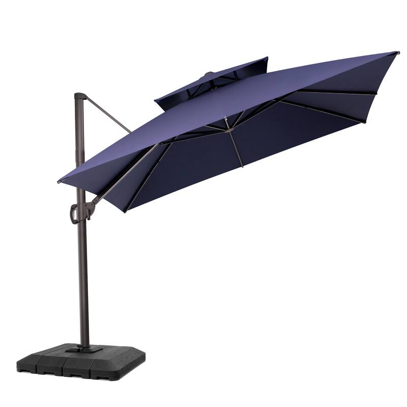 Pellebant 10 ft Square Patio Cantilever-Offset Umbrella with Base