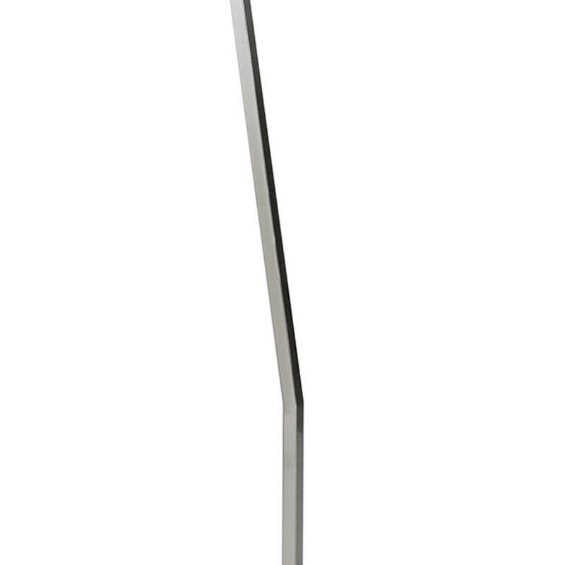60 Inch Floor Lamp, 3 Dome Glass Shades, Accent Square Metal Base, Nickel