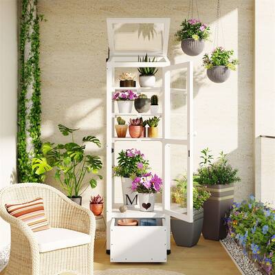 62.4'' H Wood Garden Balcony Portable Greenhouse Mini Cold Frame