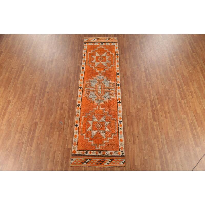 Anatolian Oriental Vintage Runner Rug Handmade Wool Carpet - 2'11"x 11'2"