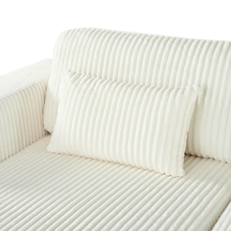 Corduroy Double Sofa Bed with 2 Pillows