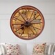 preview thumbnail 1 of 8, Designart 'Old Wooden Country Wheel' Oversized Rustic Wall CLock 36 in. wide x 36 in. high