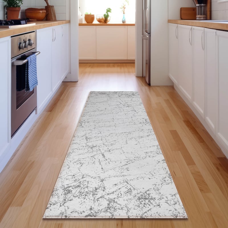 Premium Washable Super Soft Modern Crackle Mayfield Rug - Gray - 2' 3" x 7' 6" - Runner