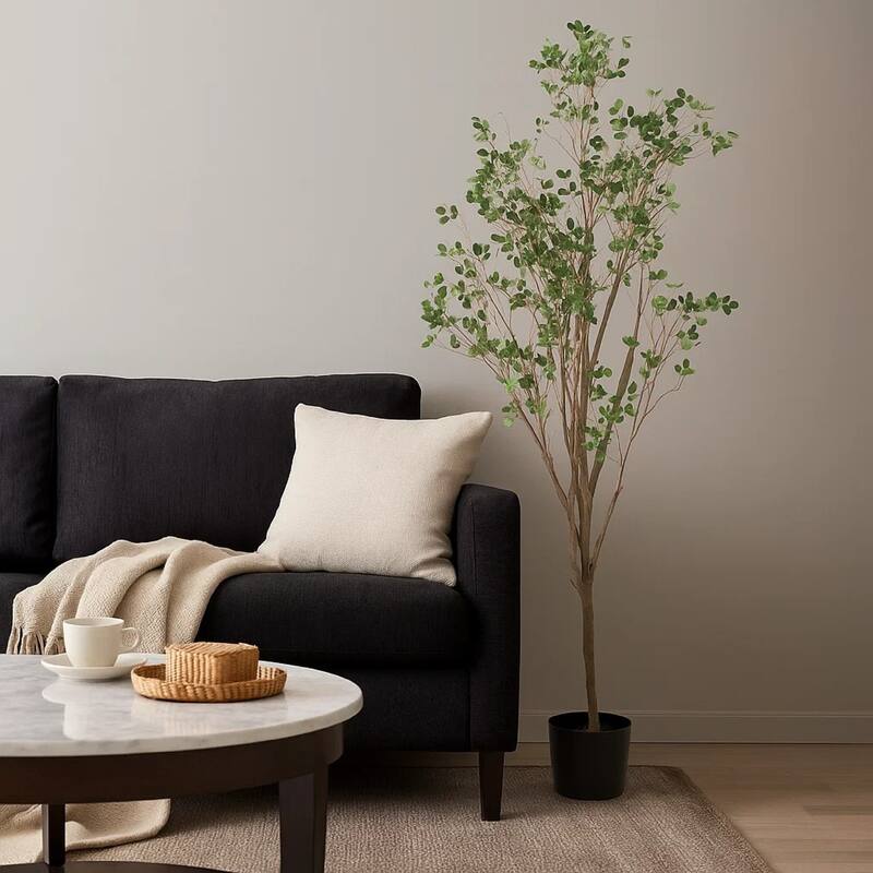 Deso Artificial Milan Leaf Bonsai, Rich Green Oval Leaves 71 Inch