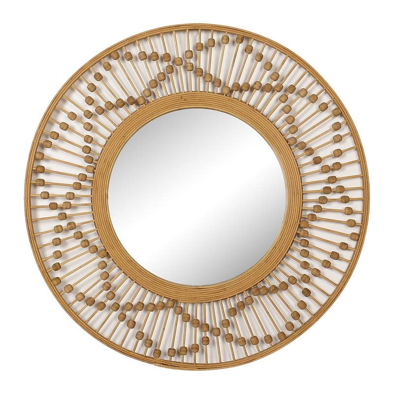 Sahara Sunbeam Round Wide Frame Wall Mirror - 27.5"H x 27.5"W x 0.75"D