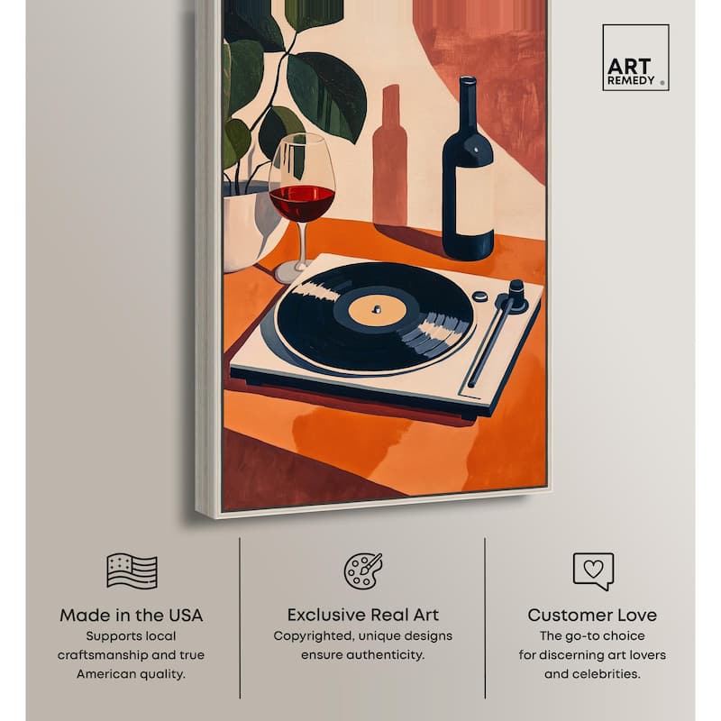 Vinyl and Wine Canvas by Art Remedy