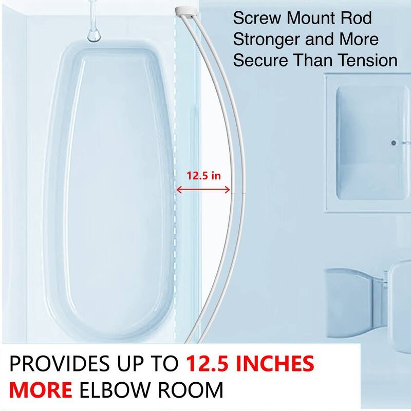 Utopia Alley Rustproof Wall Mounted Aluminum Double Curved Shower Curtain Rod, Screw Mount Rod, Adjustable Rod from 45" to 72"