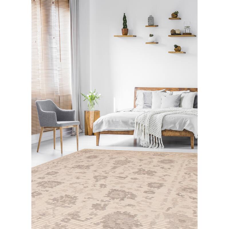 ECARPETGALLERY Hand-knotted Tangier Cream Wool Rug - 7'10 x 9'10