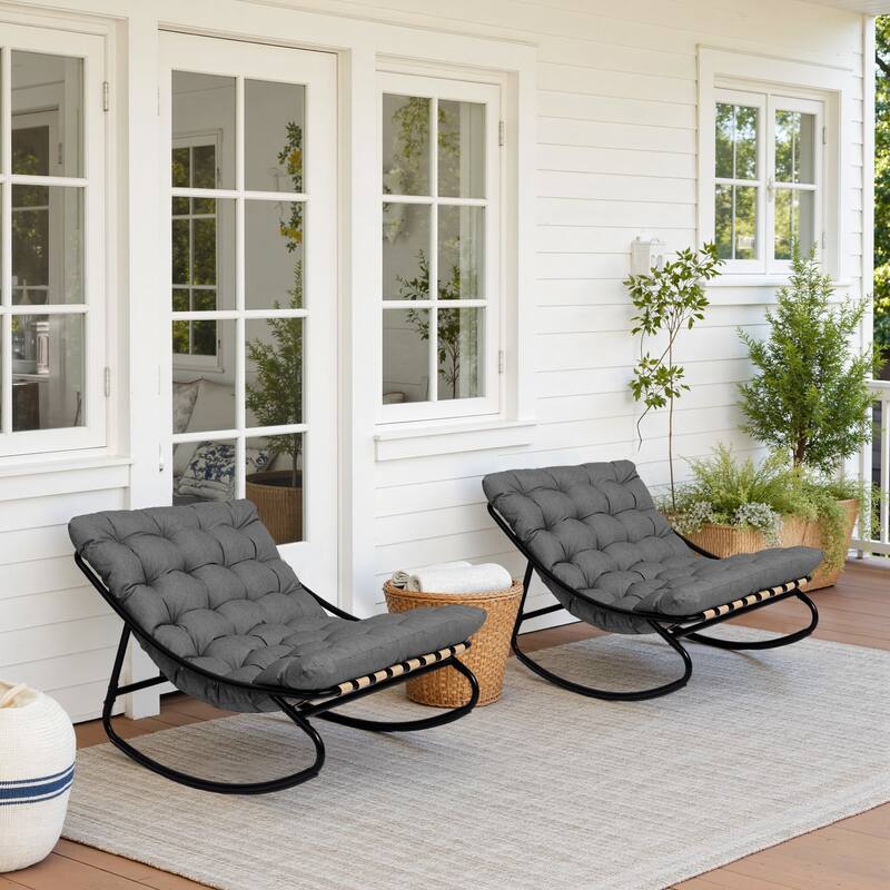 Modern Indoor Outdoor Rocking Chair with Cushion