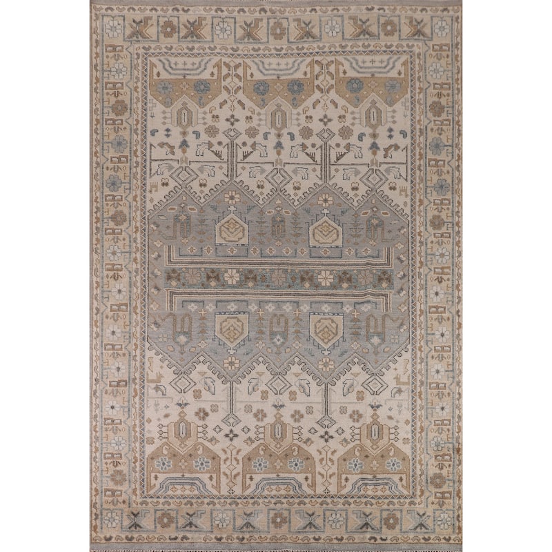 Ivory & Gray Khotan Oriental Area Rug Handmade Wool Carpet - 8'9"x 11'10"