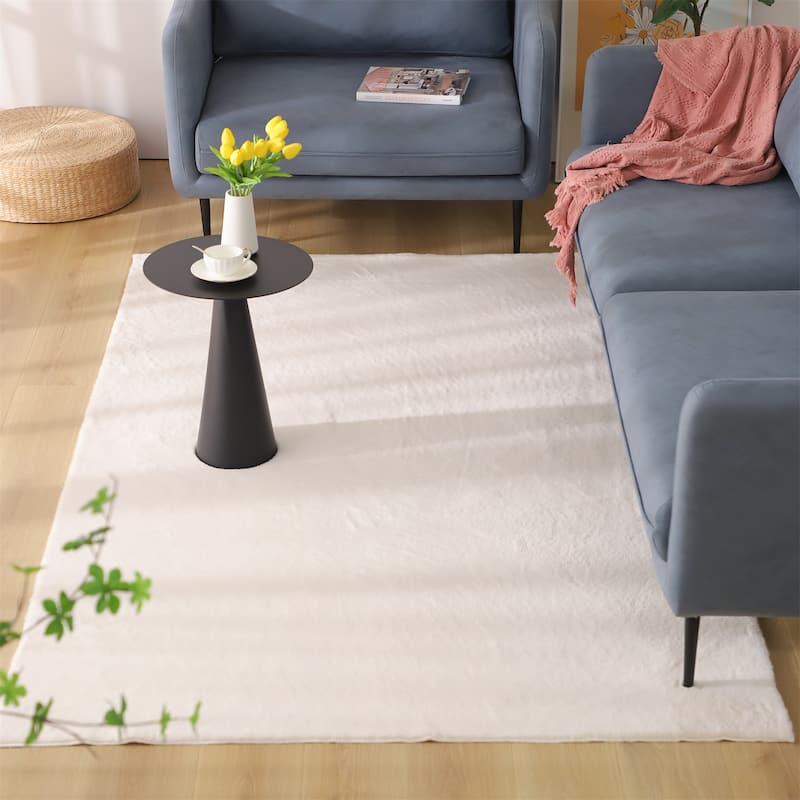 KASENTEX Area Rug Contemporary Modern Soft Cozy Solid Colors - 8' x 10' - White