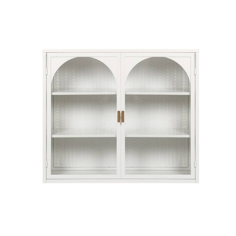 27.56" Modern Glass Two Door Wall Cabinet for Entryway