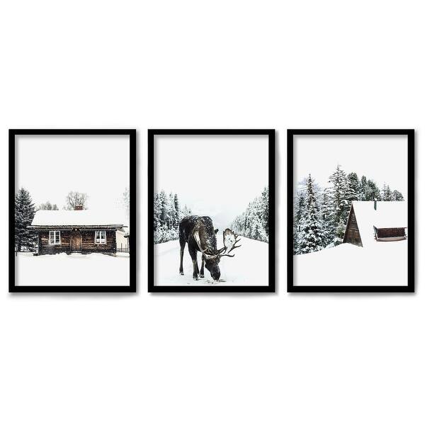 (Set of 3) Triptych Wall Art Wall Art Snowy Cabin by Tanya Shumkina