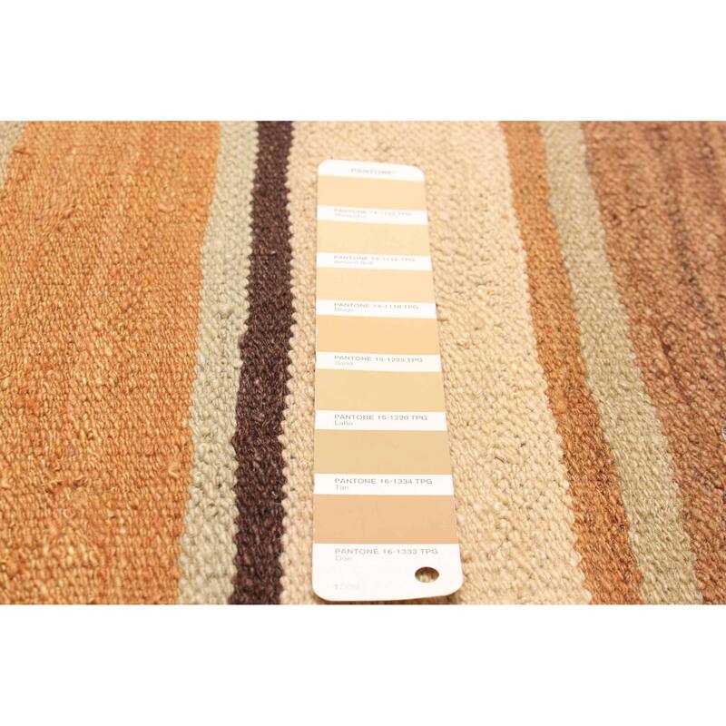 ECARPETGALLERY Flat-Weave Boho Beige Wool Kilim - 6'2 x 8'9