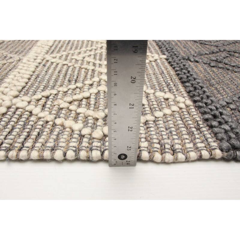 ECARPETGALLERY Braid weave Sienna Grey Wool Rug - 6'0 x 8'8