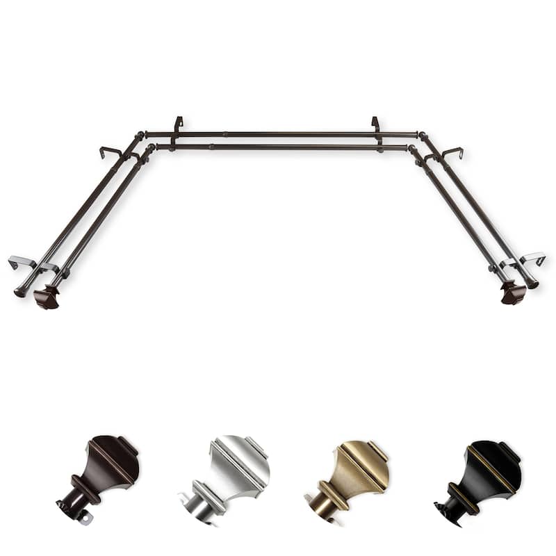 Adjustable Curtain Rods & Hardware Set - Antique Brass Finish, 13/16" Diameter, Includes Finials & Mounting Brackets - M