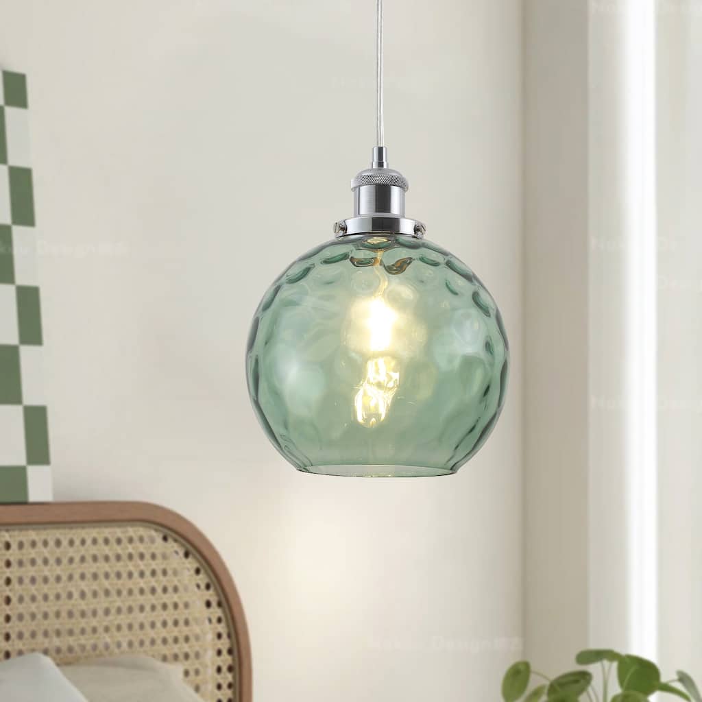 1-Light Semi Flush Mount Chandelier, Unique Single-Globe Pendant Light for Kitchen Island Living Dining Room Bedroom Study
