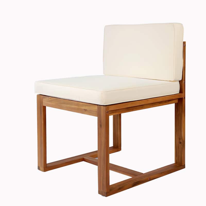 Roomfitters Patio Dining Set with Table and 4 Chairs, Outdoor Furniture for Garden or Balcony, Teak+ Beige