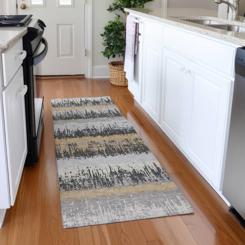 Premium Washable Super Soft Modern Ombre Stripe Mayfield Rug - Gray - 2'3" x 7'6"