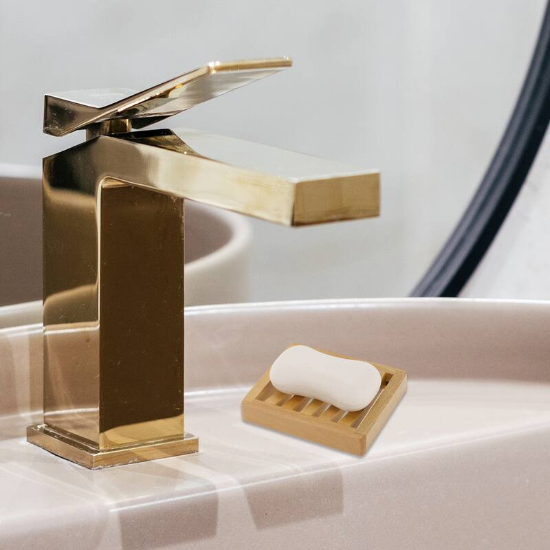 Portable Square Soap Dish for Bathroom for Kitchen 4.53"x3.74"x0.79" Brown 1 Pc - Brown