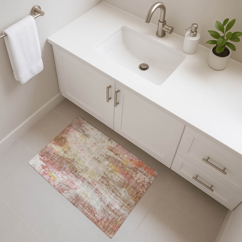 Premium Washable Super Soft Abstract Modern Mayfield Rug - Tan - 1'8" x 2'6"