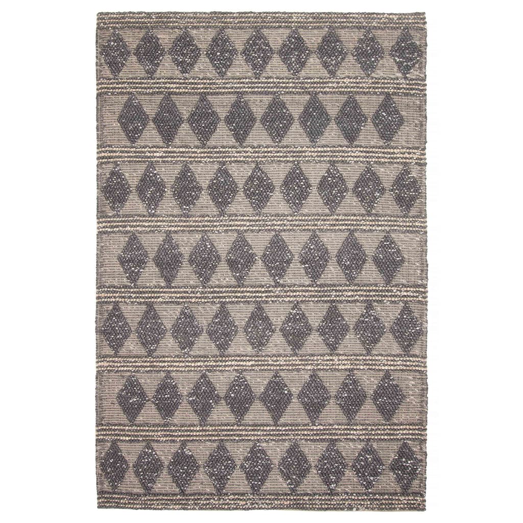 ECARPETGALLERY Braid weave Sienna Grey Wool Rug - 6'0 x 9'0