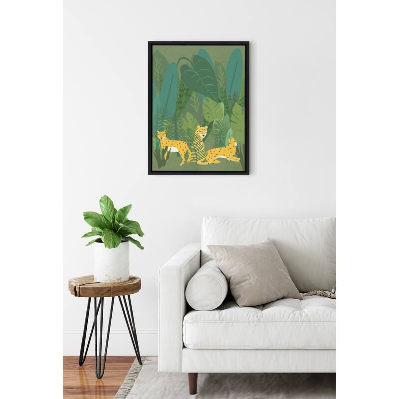 Kate and Laurel Sylvie Cheetahs Framed Canvas by Queenbe Monyei