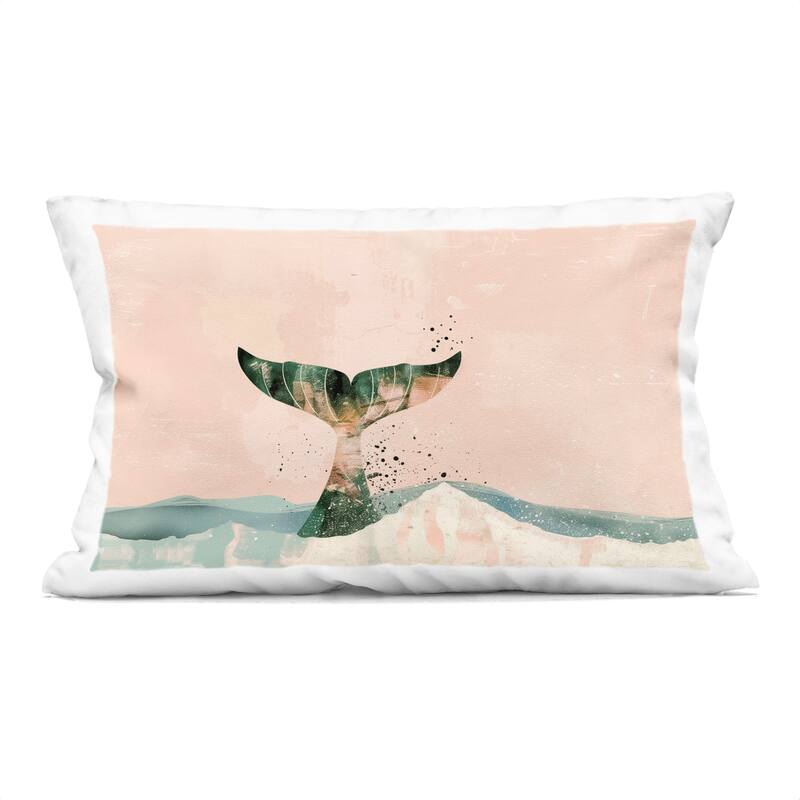 Stupell Pink Abstract Whale Tail Decorative Printed Throw Pillow Design by Arlington Prints - Accent - Polyester - Pink - Single